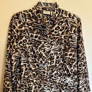 Zenergy By Chico's Leopard Animal Print Zip Up Jacket Size 1